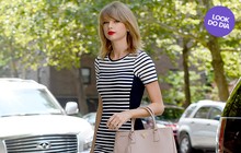 Look do dia: Taylor Swift usa vestidinho com listras em Nova York