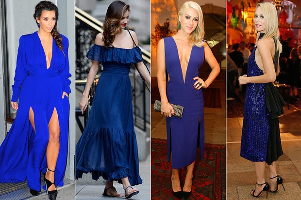 MODA - Tendência azul royal - Kim Kardashian, Miranda Kerr, Giovanna Ewbank e Mariana Ximenes (Foto: Getty Images | AgNews)