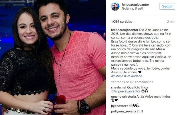 Felipe Araújo fala sobre saudades de Cristiano Araújo e Allana (Foto: Instagram / Reprodução)