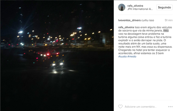 Ex-BBB Rafa Oliveira relata problema em voo em NY (Foto: Reprodução / Instagram)