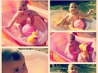 Filha de Debby Lagranha curte 'piscinheira' em dia de calor intenso