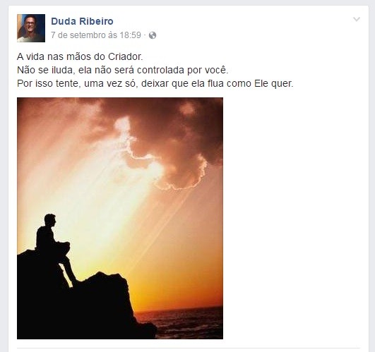 Último post de Duda Ribeiro no Facebook (Foto: Reprodução/Facebook)