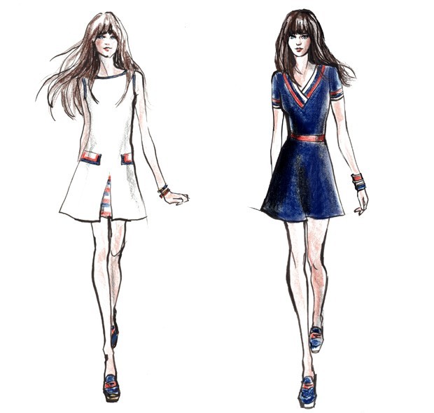 Croqui de Zooey Deschanel para Tommy Hilfiger (Foto: Divulgação)