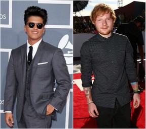 Bruno Mars e Ed Sheeran (Foto: Reuters / AFP)