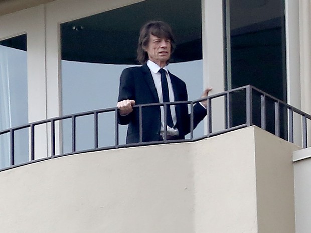 Mick Jagger no velório de L&#39;Wren Scott em Los Angeles, nos Estados Unidos (Foto: Grosby Group/ Agência)