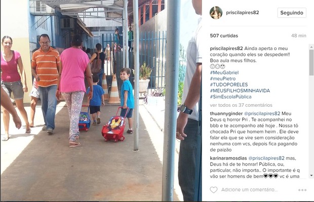 Priscila Pires mostrou os filhos indo para a escola (Foto: Reprodução/Instagram)