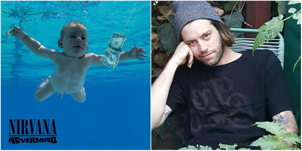 Spencer Elden ainda bebê na capa de CD do Nirvana e hoje aos 25 anos (Foto: Reprodução)