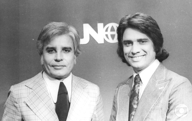 Cid Moreira e Sérgio Chapellin em 1972 (Foto: TV Globo/CEDOC)