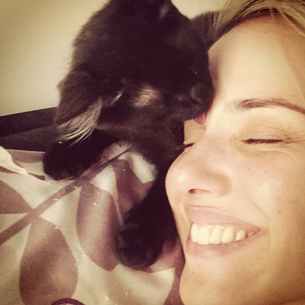 Natallia Rodrigues com seu gato, Bowie (Foto: Reprodução/ Instagram)