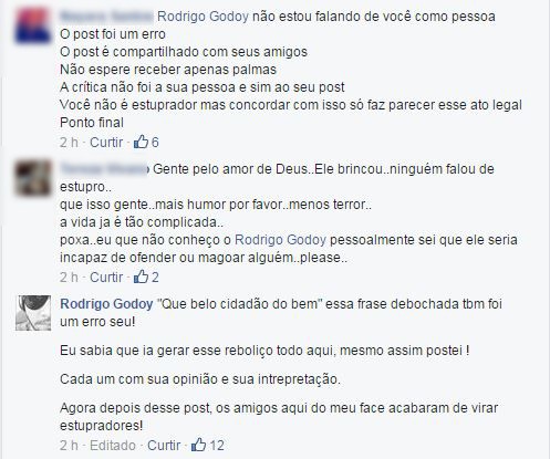 Comentários de Rodrigo Godoy (Foto: Reprodução / Facebook)