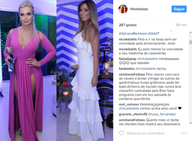 Veridiana Freitas e Nicole Bahls trocam farpas (Foto: Reprodução / Instagram)