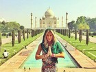 Giovanna Ewbank posa em frente ao Taj Mahal na Índia