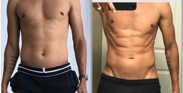 Rivaldo antes e depois da dieta, em 30 dias (Foto: Arquivo pessoal)
