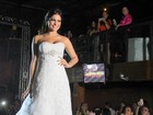 Recém-separada, ex-BBB Kamilla desfila vestida de noiva em Belém