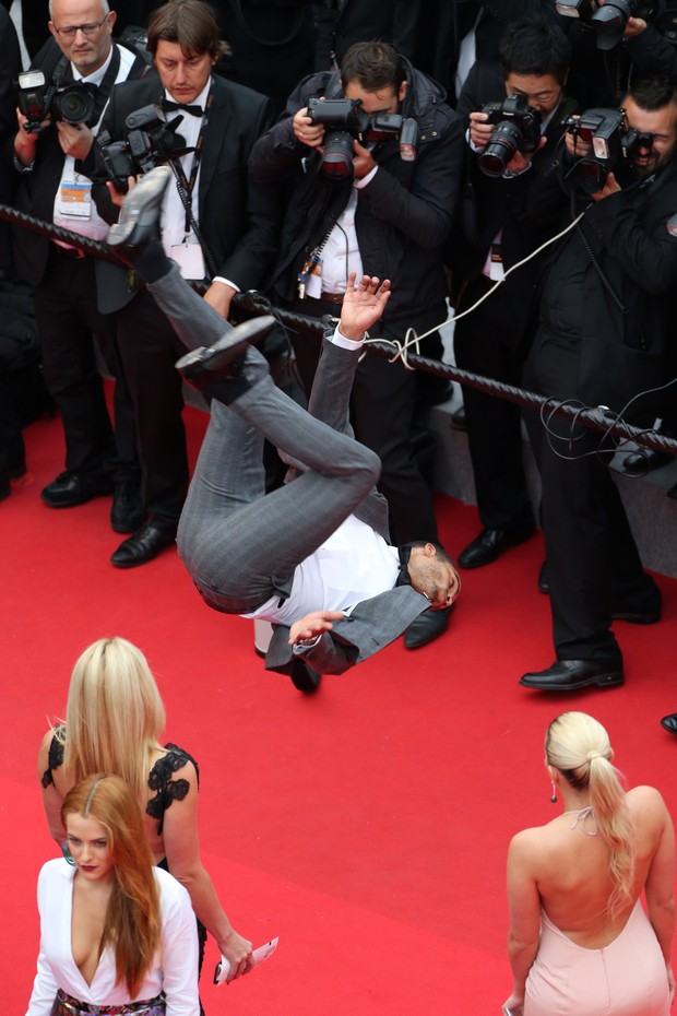 Brahim Zaibat na première de Foxcatcher, no Festival de Cannes (Foto: AFP)