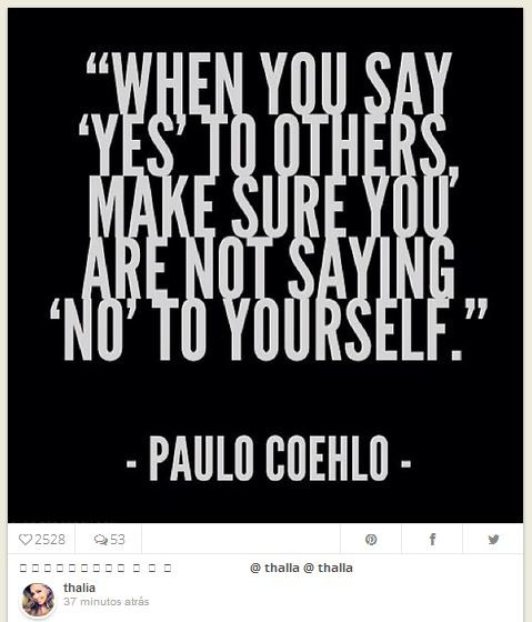 Thaliaposta mensagem do escrito brasileiro Paulo Coelho em rede social (Foto: Instagram / Reprodução)