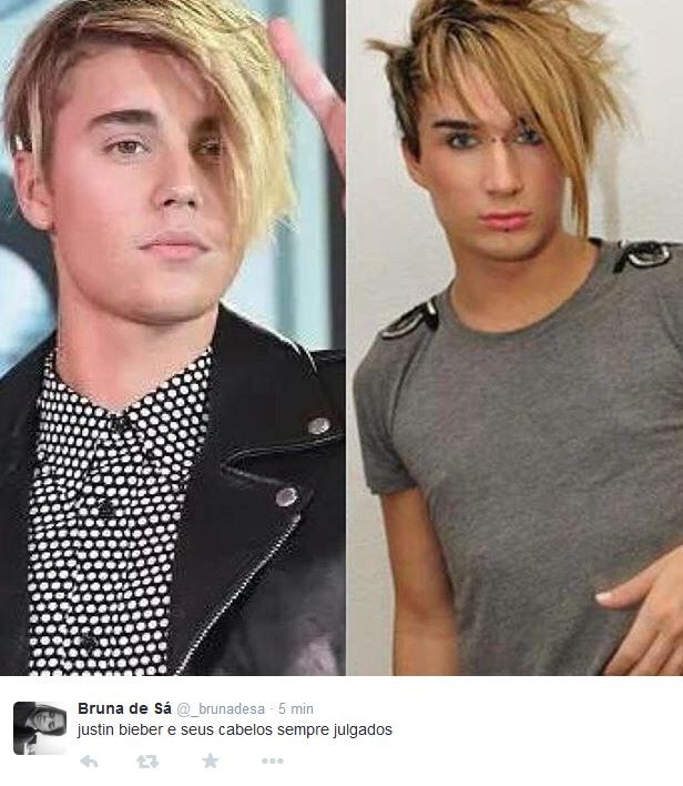 Bieber comparado ao ex-BBB Serginho (Foto: reprodução/twitter)