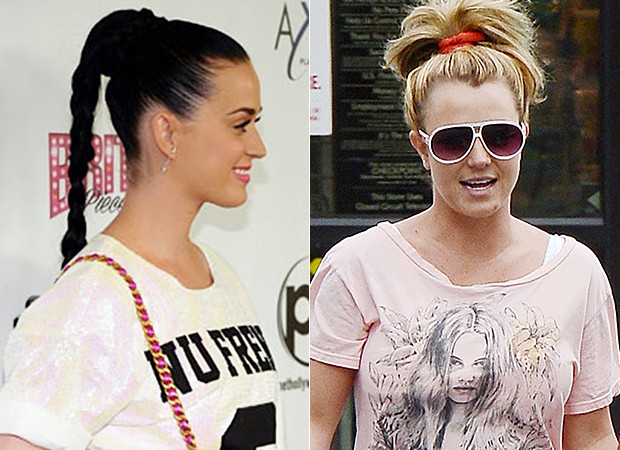 [MODA - xuxinha] Katy Perry e Britney Spears (Foto: AFP e Splash News / Agências)