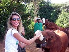 Gisele Bündchen dá mamadeira para elefante no Quênia
