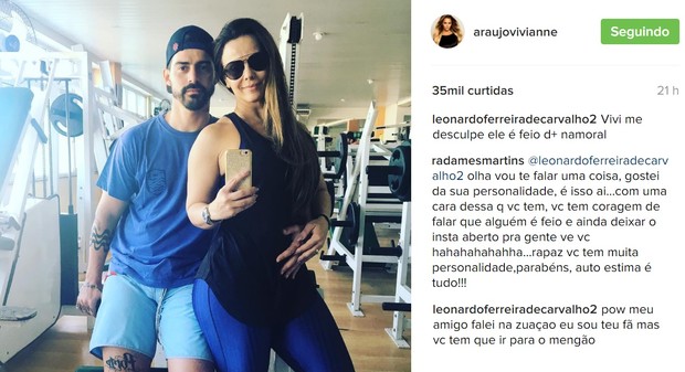 Radamés rebate fã de Viviane Araújo ao ser chamado de feio (Foto: Reprodução/Instagram)