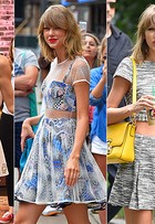 Taylor Swift aposta em novo visual: tops no estilo cropped e minissaias