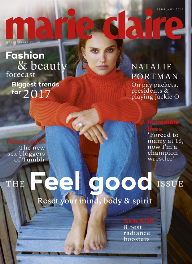 Natalie Portman na capa da edição de fevereiro da Marie Claire britânica (Foto: Reprodução / Marie Claire)