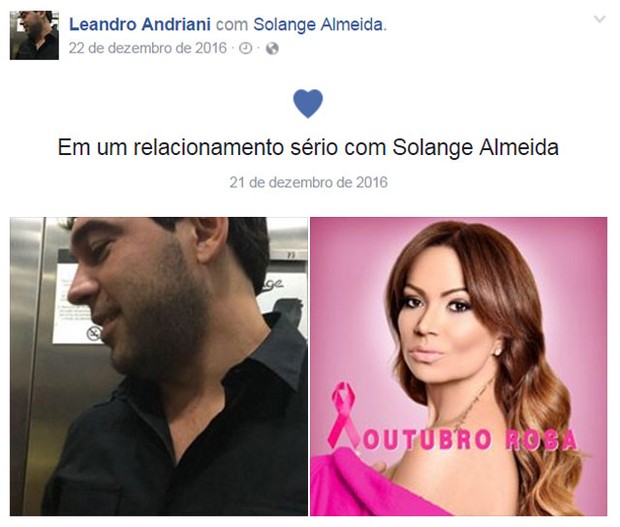 Solange Almeida e Leandro Andriani (Foto: Reprodução/Facebook)