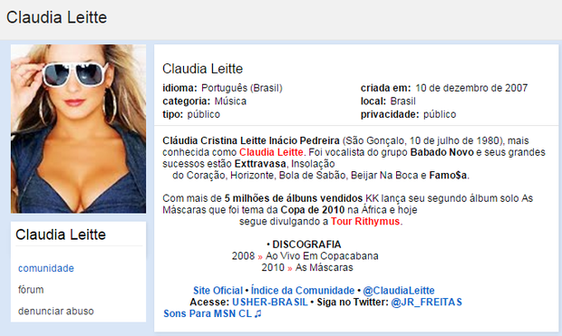 Orkut - Claudia Leitte (Foto: Reprodução / Orkut)