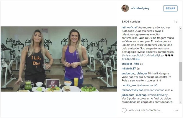 Latino comenta em post de Kelly Key com Mirella Santos (Foto: Instagram / Reprodução)