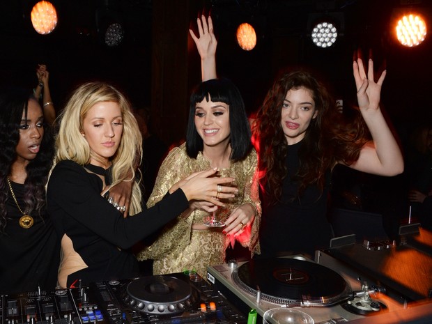 Ellie Goulding, Katy Perry e Lorde em festa em Londres, na Inglaterra (Foto: David M. Benett/ Getty Images)