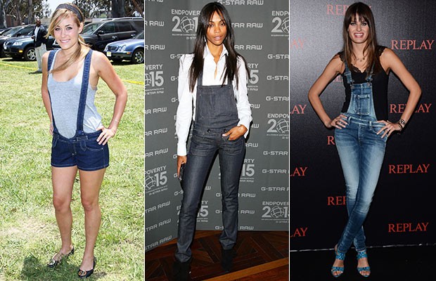 Lauren Conrad, Zoe Saldana e Isabeli Fontana - Macacão Jeans (Foto: Agência Getty Images)