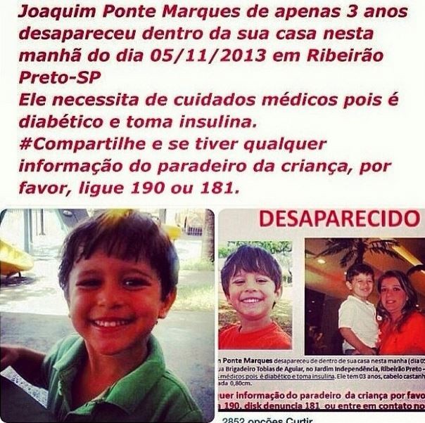 Joaquim, menino desaparecido em Ribeirão Preto (Foto: Instagram/Reprodução)