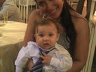 Filho de Priscila Pires usa terninho em casamento