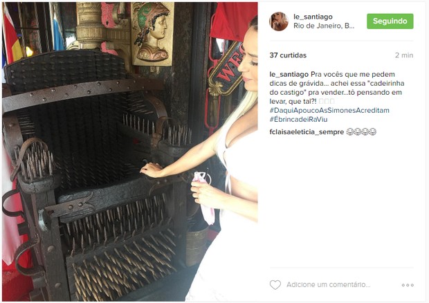 Leticia Santiago em post no Instagram (Foto: Reprodução)