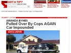 Site mostra o momento em que o carro de Amanda Bynes é apreendido
