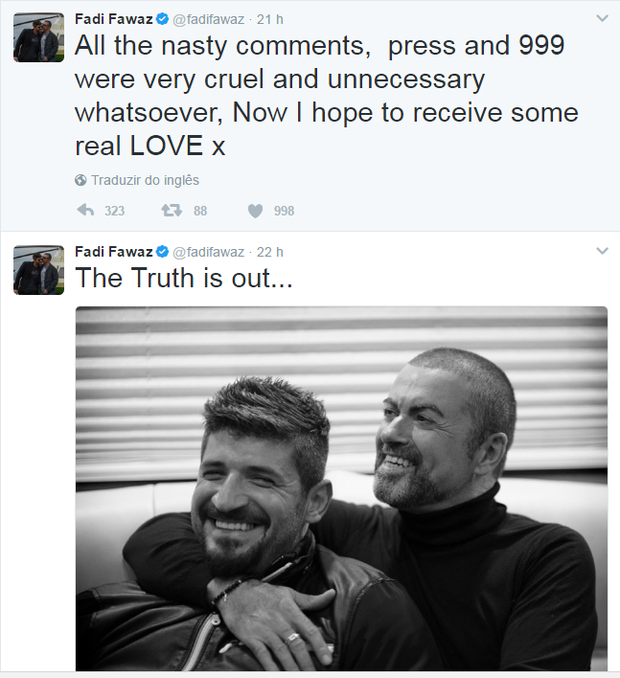Fadi Fawaz faz post após causa da morte de George Michael ser divulgada (Foto: Reprodução / Twitter)
