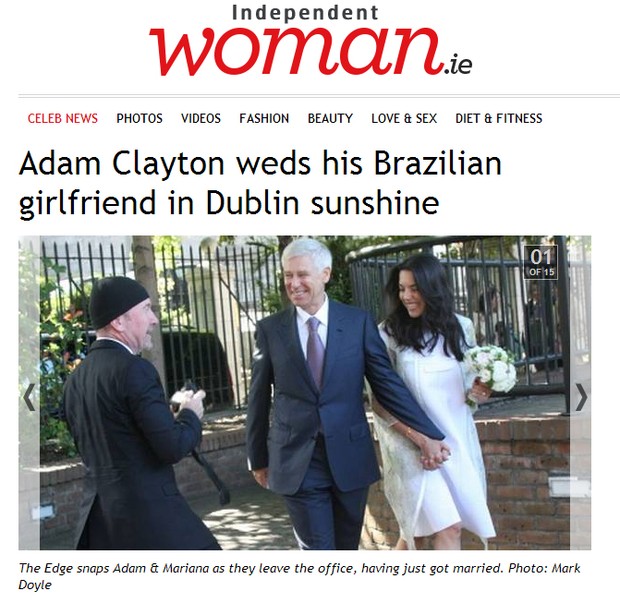 Adam Clayton se casa com brasileira (Foto: Reprodução / independent.ie)