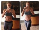 Ex-BBB Adriana exibe barriga lisinha em foto e ensina truque para fãs