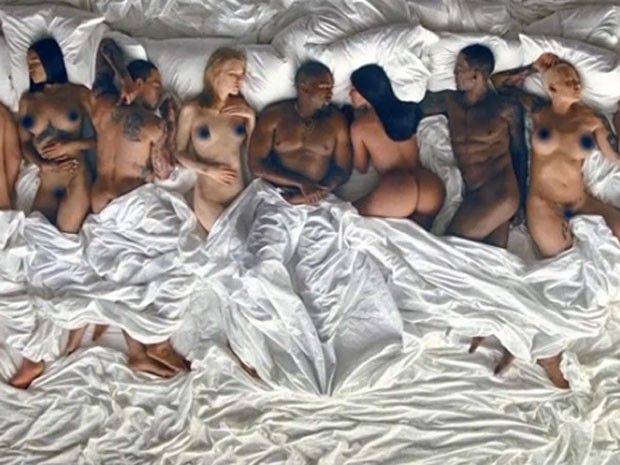 Rihanna, Chris Brown, Taylor Swift, Kanye West, Kim Kardashian, Bill Cosby e Amber Rose são retratados em clipe (Foto: Reprodução)