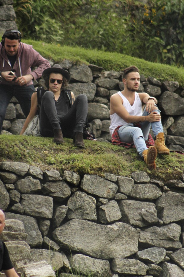 Harry Styles e Liam Payne em Macchu Pichu (Foto: AKM-GSI BRASil)