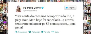 Fernanda Paes Leme fala sobre caos no aeroporto do Rio (Foto: Twitter / Reprodução)