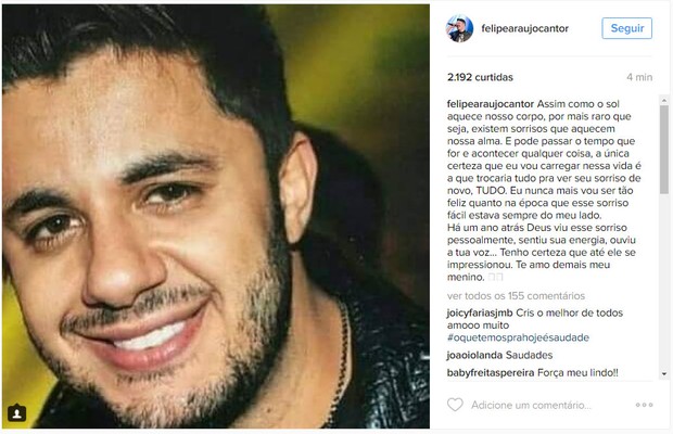 Felipe Araújo homenageia Cristiano Araújo (Foto: Instagram / Reprodução)