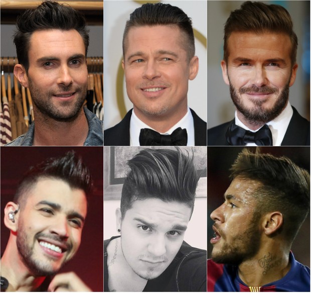 Undercut - Adam Levine, Brad Pitt, David Beckham, Gusttavo Lima, Luan Santana e Neymar (Foto: Getty Images | AFP | Reuters | Danilo Carvalho e Thais Aline / Ag. Fio Condutor | Instagram | Reuters)