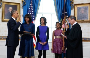 Michelle Obama no juramento pela posse de Obama (Foto: Agência AFP)
