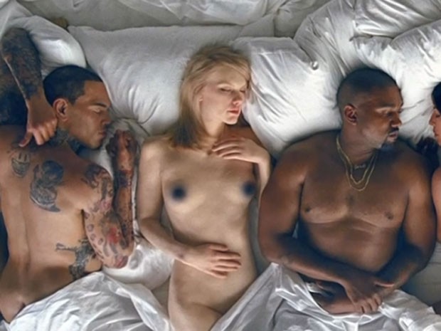 Chris Brown, Taylor Swift e Kanye West são retratados em clipe (Foto: Reprodução)