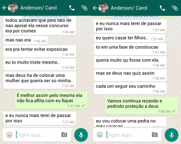 Mensagens de Anderson para mãe de Ana Carolina Vieira - 02 (Foto: Arquivo Pessoal)