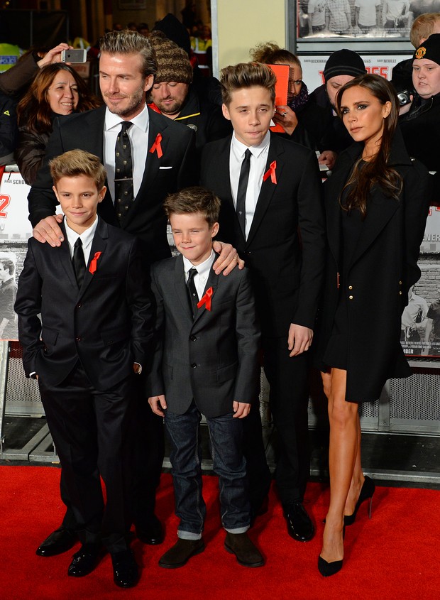 Família Beckham (Foto: AFP PHOTO / LEON NEAL)