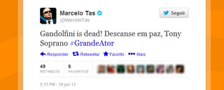 Marcelo Tas lamenta a morte de James Gandolfini (Foto: Twitter / Reprodução)