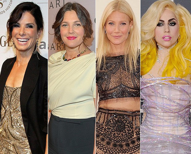 Beleza - Sandra Bullock, Drew Barrymore, Gwyneth Paltrow e Lady Gaga (Foto: Getty Images/Agência)
