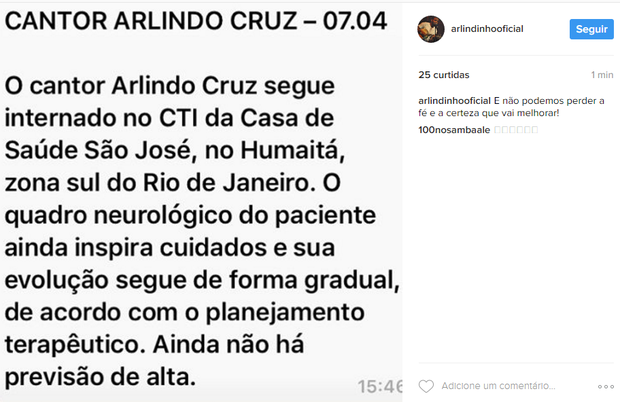Arlindo Cruz (Foto: Instagram / Reprodução)